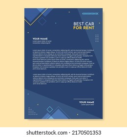 Car Rental Social Media Letterhead Template Flat Cartoon Background Vector Illustration
