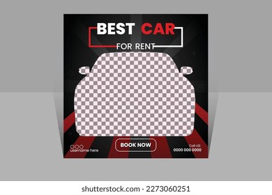 Car rental social media post vector design template