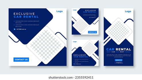 Car Rental Social Media Post for Online Marketing Promotion Banner, Story and Web Internet Ads Flyer