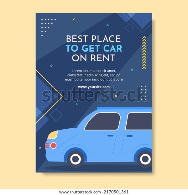 Car Rental Social Media Poster Template Flat\
Cartoon Background Vector\
Illustration