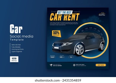 Car rental social media template  