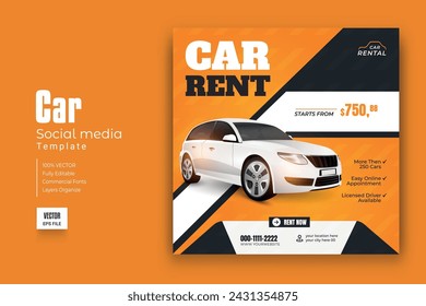 Car rental social media template  