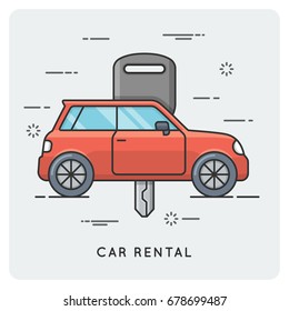 Car rental. Thin line concept. Vector illustration.