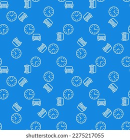 Car Rental Time vector concept blue seamless pattern in thin line style