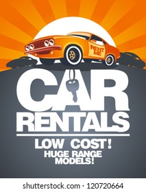 Car rentals design template with retro car.