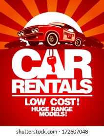 Car rentals design template with retro car.