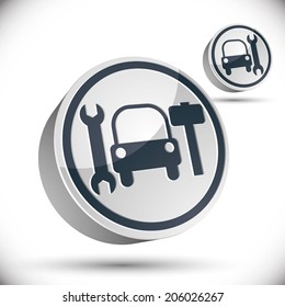 Icono de Vector 3d de reparación de automóviles aislado sobre fondo blanco.