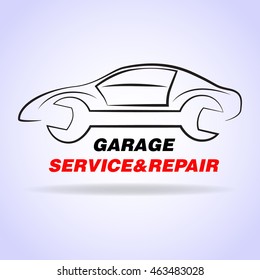 Car repair.  Auto service. Garage. Vector image. 