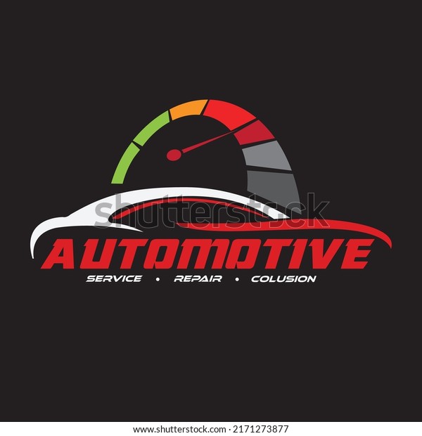 Car repair automobile logo template.\
Speedometer and car icon combination logo. For the automotive and\
repair industry.