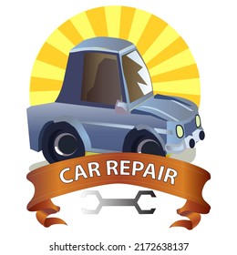 Car Repair Badge and Sign Vector Illustration