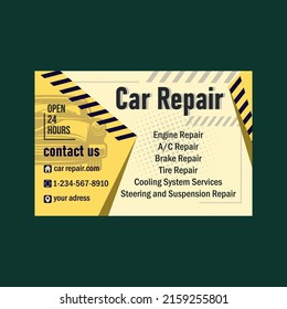 Car Repair Banner, Auto Repair Shop Sign, Car Shop Sign Vector Banner