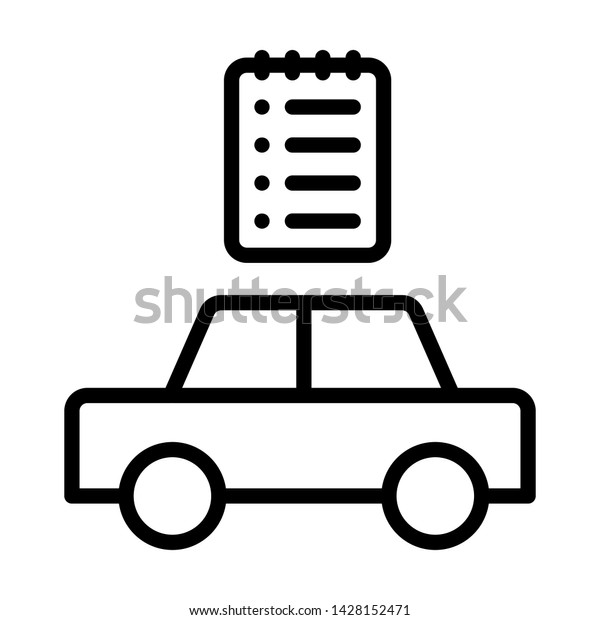 Car repair check list icon. Simple\
design. Line vector. Isolate on white\
background.