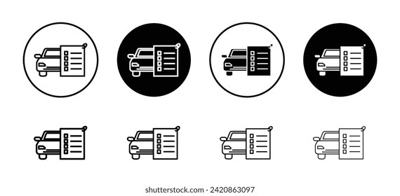 Car repair check list vector icon set collection. Car repair check list Outline flat Icon.