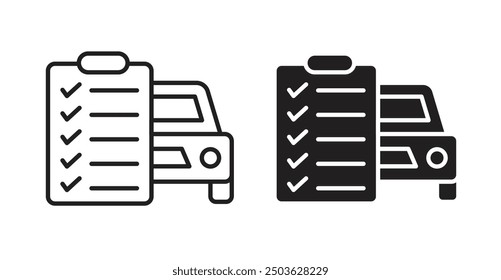 Car repair check list vector icon in solid and outline style