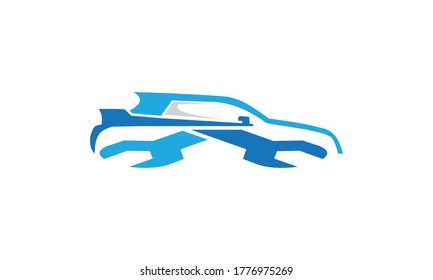 car repair combines with gear tools logo design, automobile fixing, car analyzing, mechanic auto vehicle vector illustration on white background