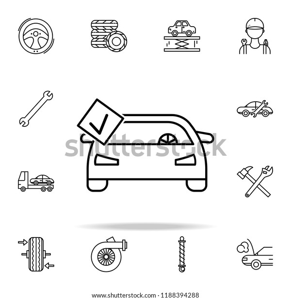 car repair is completed\
icon. Cars service and repair parts icons universal set for web and\
mobile