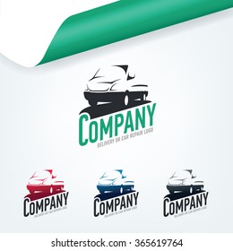 Car repair or delivery service label. Vector logo design template.