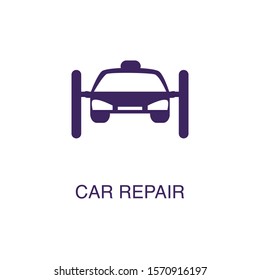 Car repair element in flat simple style on white background. Car repair icon, with text name concept template