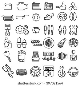 Car repair Engine outline icons vector 