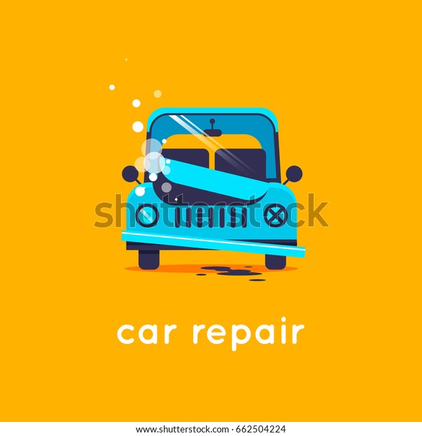 Car
repair. Flat vector illustration in cartoon
style.