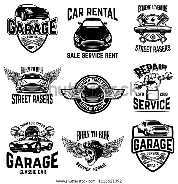 Car Repair Garage Auto Service Emblems Stock Vector Royalty Free