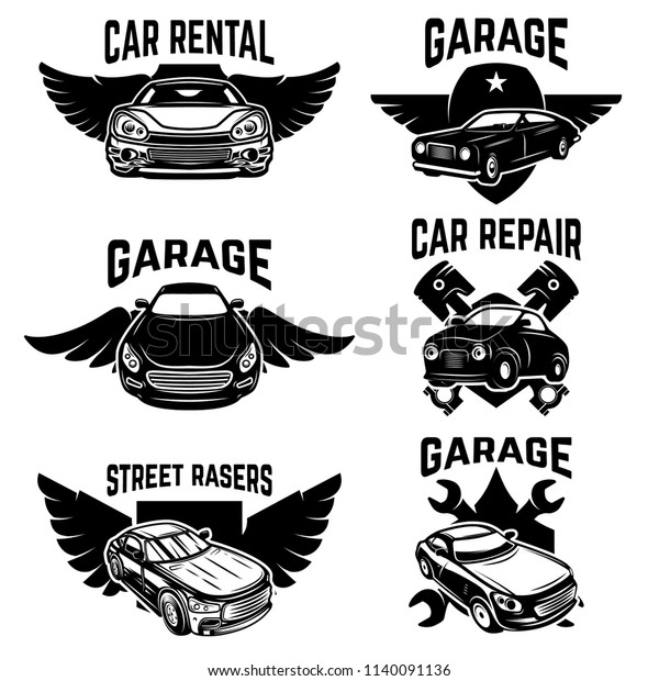 Car Repair Garage Auto Service Emblems Stock Vector Royalty Free