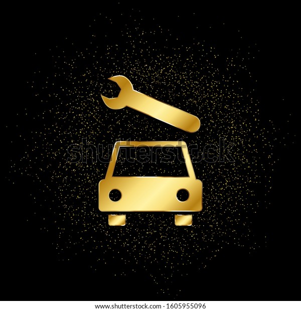 Car, repair gold, icon. Vector illustration of\
golden particle