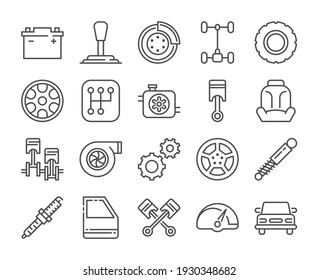 Car repair icon. Car Parts line icons set. Vector illustration. Editable stroke. - Shutterstock ID 1930348682