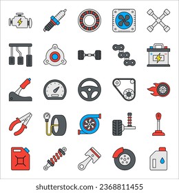 Car repair icon. Car Parts line icons set. vector illustration on white background