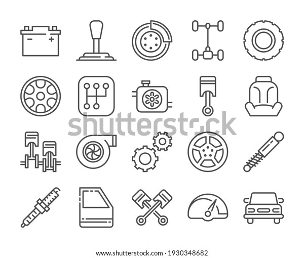 Car repair icon. Car Parts line icons\
set. Vector illustration. Editable\
stroke.
