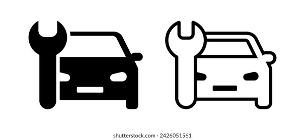 Conjunto de vector de icono de reparación de coche. Símbolo de servicio de coche