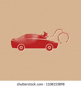 Car repair icons in halftone style. Automotive vehicle maintenance service. Grunge background vector illustration.