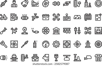 Car repair icons High-Quality Vector Icons Collection with Editable Stroke. Ideal for Professional and Creative Projects