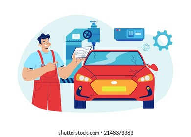 Car Repair Illustration concept. Flat illustration isolated on white background