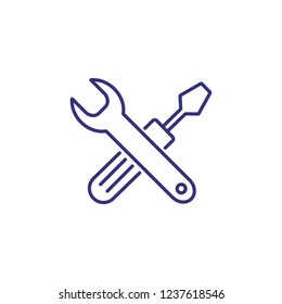 Car repair line icon. Mechanic tools, instrument, wrench. Car service concept. Can be used for topics like garage, maintenance, service station