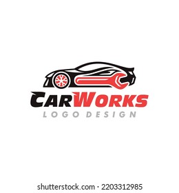 Car Repair logo of automobile shop clipart with wrench symbol, isolated on white background