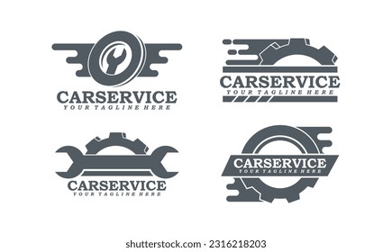 Car repair logo in flat style. Elements of car repair illustration logo. Logo template design vector