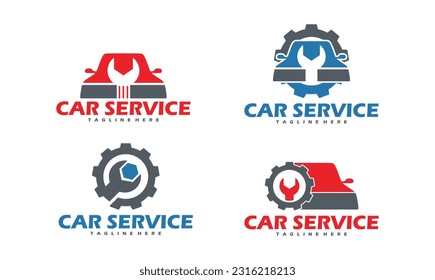 Car repair logo in flat style. Elements of car repair illustration logo. Logo template design vector