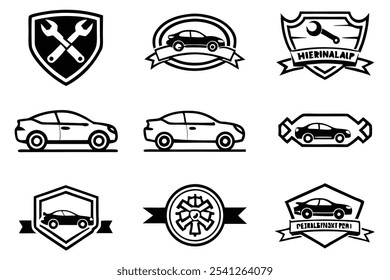 Car Repair Logo Line Art Modern Style