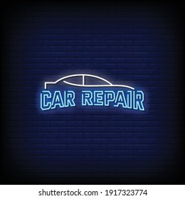 Car Repair Logo Neon Signs Style Text Vector