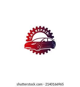 car repair logo template with gear in white background 