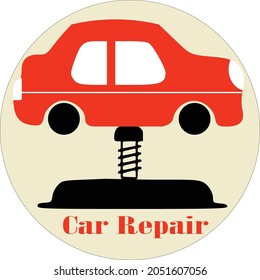 car repair logo template with red object and white background 