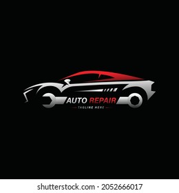 Car repair logo template. Car repairing vector design. Automobile and gear logotype