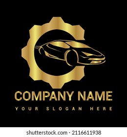 Car repair logo template. Car repairing vector design. Automobile and gear logotype