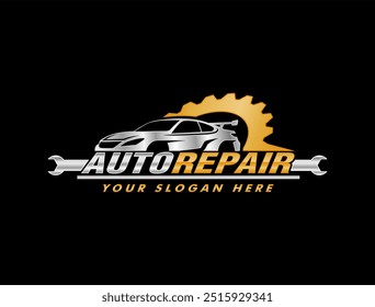 Car repair logo template. Car repairing vector design. service logo, badge, emblem, template. Perfect logo for the automotive and repair industry Automobile and gear logotype