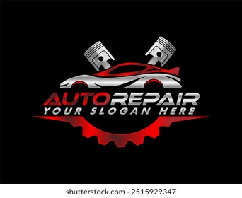 Car repair logo template. Car repairing vector design. service logo, badge, emblem, template. Perfect logo for the automotive and repair industry Automobile and gear logotype