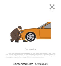 Car repair and maintenance. Auto service. Vehicle workshop. Vector illustration svg