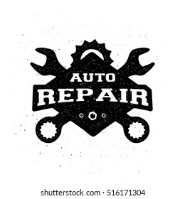 Car repair, monochrome emblem.