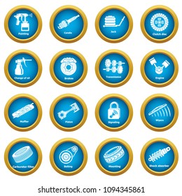 Car repair parts icons set. Simple illustration of 16 car repair parts vector icons for web