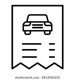 Car repair receipt icon vector. Auto service invoice illustration sign. Vehicle repair receipt symbol. Repair payment logo or mark.